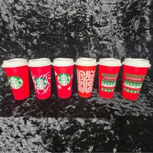 Starbucks 2013 Holiday Reusable Cups w/ Lids 16 oz | Lot of 6